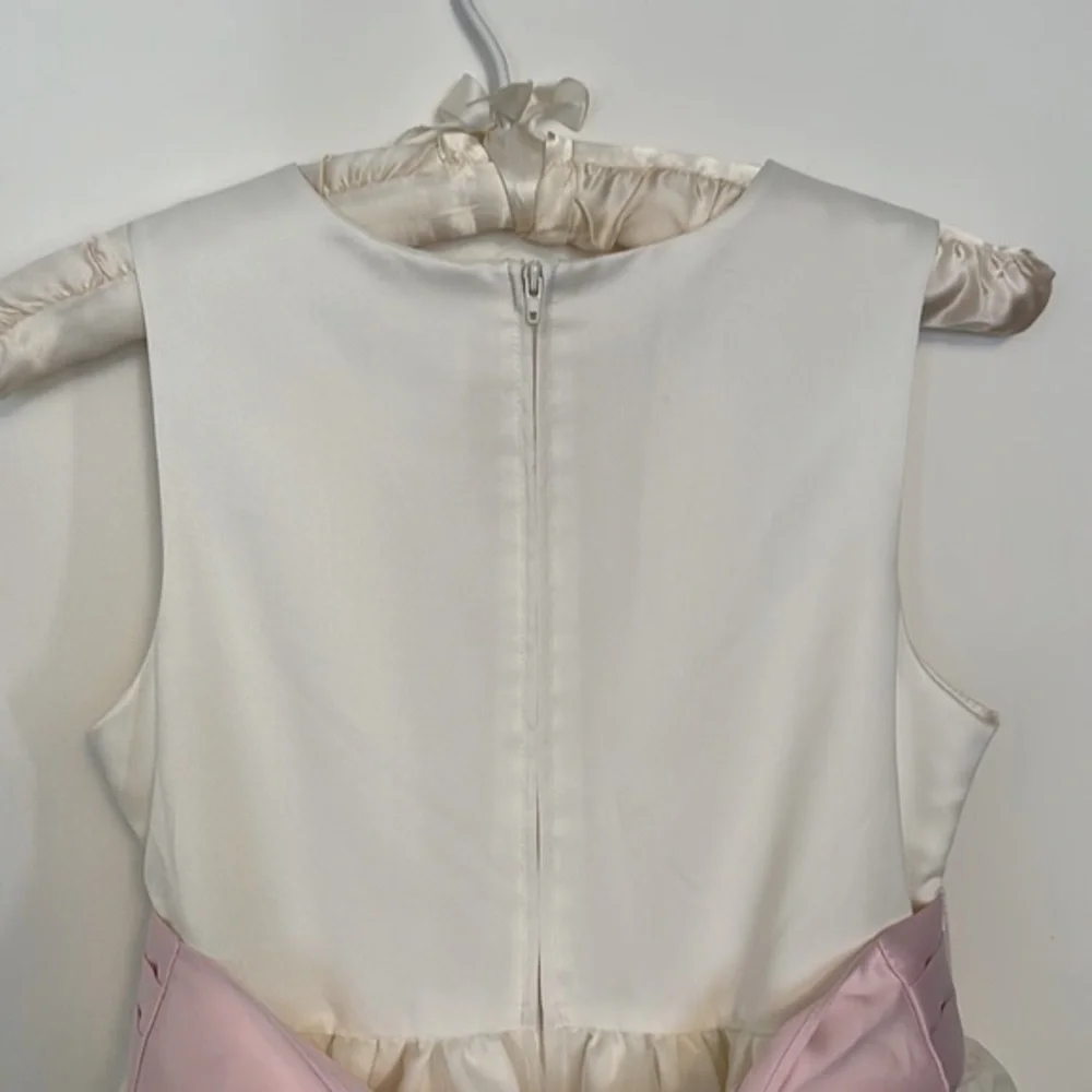 Little Miss Ivory Easter Flower Girls Dress Formal Sleeveless Pink Bow Size 12 - Picture 7 of 11
